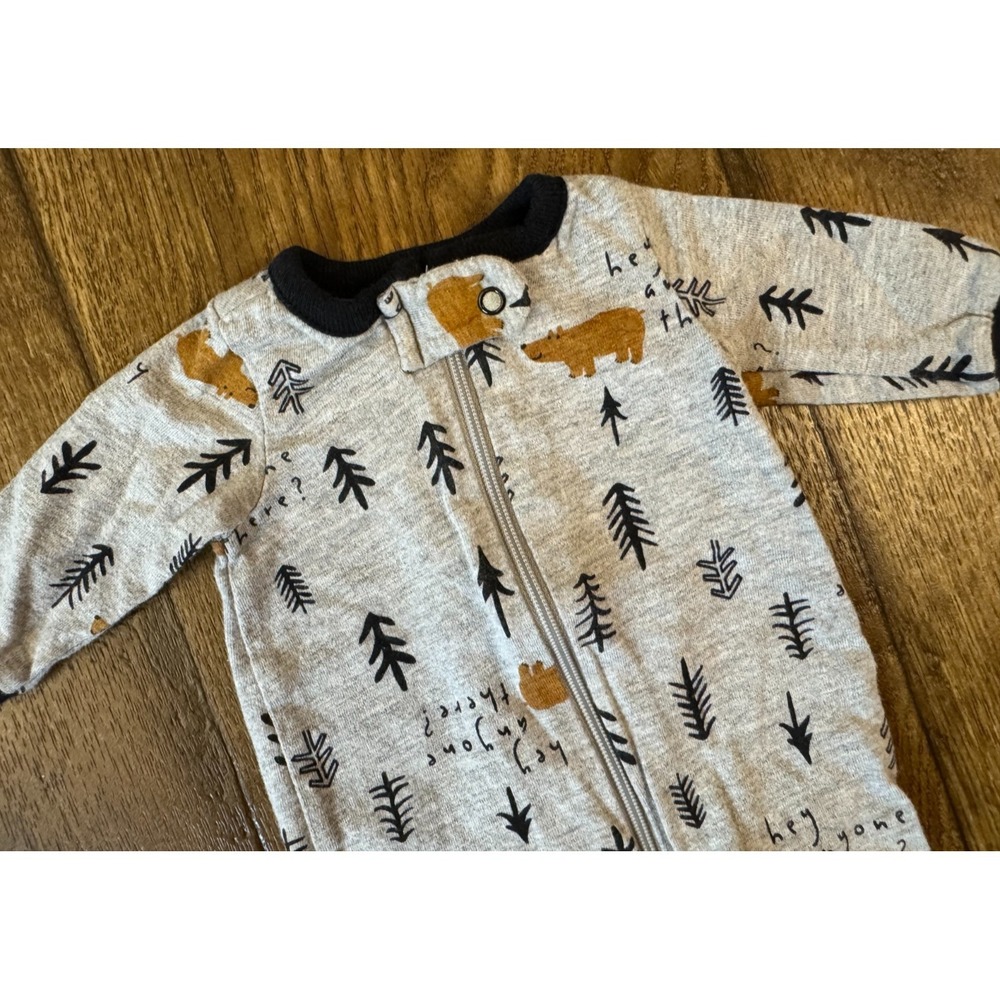 Preemie Baby Boy Sleeper Zipper Outfit Romper One Piece Cotton Trees Bear
